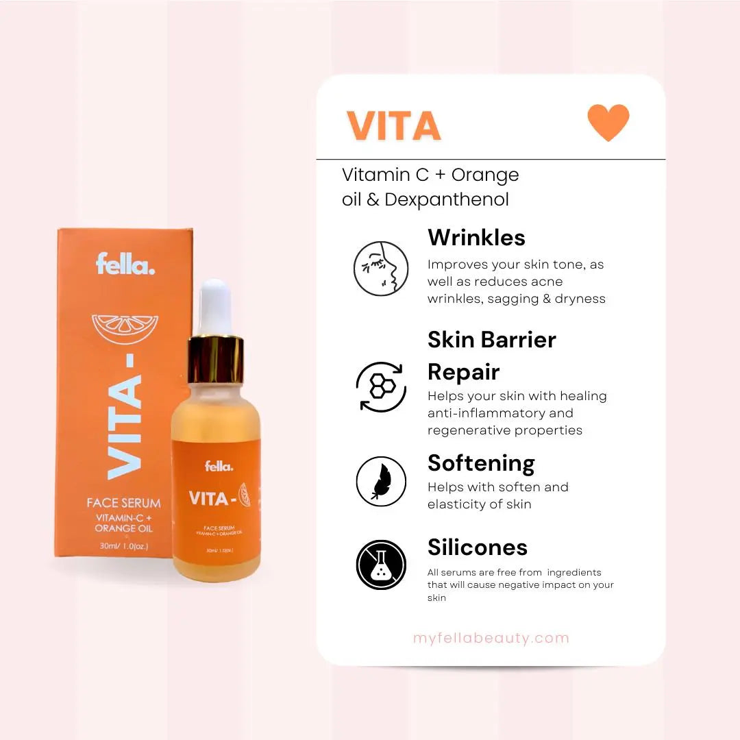 VITA Vitamin-C Face serum Radiant Skin | Anti-Aging + Orange Oil FELLA BEAUTY